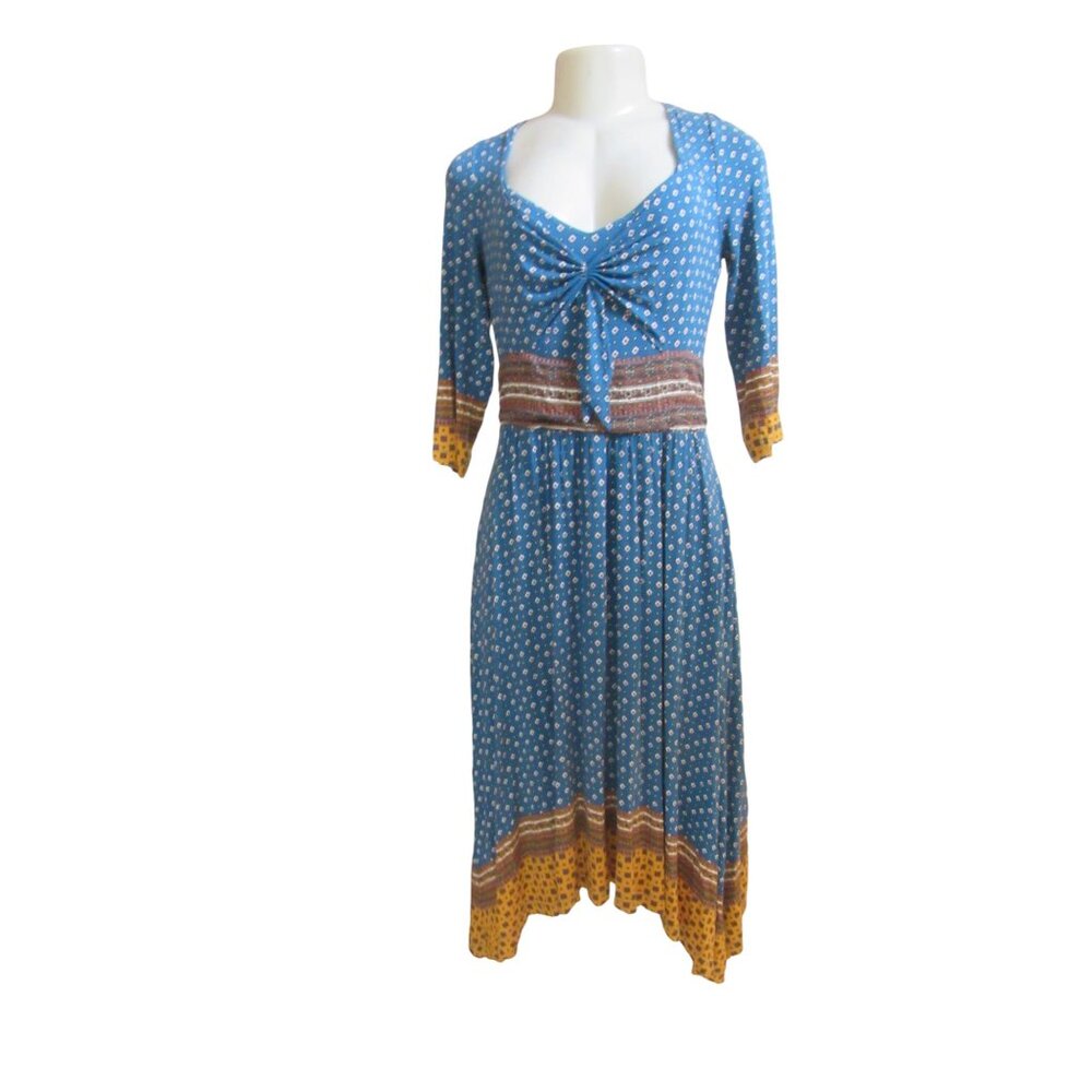 Maeve Anthropologie Blue Multi Colored Midi Rayon Blend Dress in Size M - Picture 1 of 6